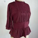 Something Navy  Maroon Lace Peplum Blouse NWT Small Photo 1