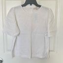 Loft  Petite Floral Eyelet White Cropped Top - Medium Photo 3