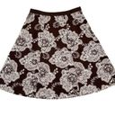 Talbots  Skirt Brown White Paisley Floral Cotton A-Line Flare Circle Skirt Size 8 Photo 0