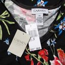 Carmen Marc Valvo Carmen Marc Volvo Black Floral Dolman Short Sleeve Oversized T-Shirt Size XS Photo 5