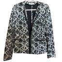 Kasper  Blazer Womens 12 Black White Print Soft Shell Hidden Pockets Jacket Photo 0