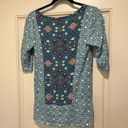 Akemi + Kin  Anthropologie Teal Green Boho Embroidered Blouse Shirt Top S Photo 5