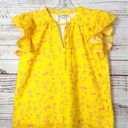 Karina Grimaldi  Women's V Neck Tassel Flutter Sleeve Floral Top Bright Yellow XS Photo 1