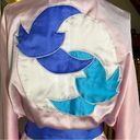 Vintage Natori Pink Colorblock Kimono Robe w/ Abstract Floral/Bird Design Size M Size M Photo 8