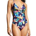 La Blanca  Sz 16 Tropical Multi Color Twist Keyhole Ruched By The Sea Swimsuit Photo 0