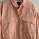 7 For All Mankind Peach Faux Leather Bomber Jacket, Spring Outerwear, Size Small Photo 2