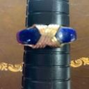 Vintage Blue  Enamel Ring with Silver deco accent size 8 Photo 0