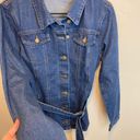 Allegra K  Long Sleeve Denim Tie Waist Belt Button Up Jacket NEW Size Medium Photo 4