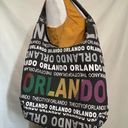 Robin Ruth  ORLANDO Hobo Large Shoulder Bag Black Canvas Texture Lettering Tag Photo 42