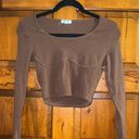 Heart and Hips Long Sleeve Cropped Top Brown Photo 0