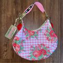 Betsey Johnson Betseyville Purse Pink Gingham Floral Shoulder Bag w Gold Small Handbag Photo 1