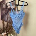 Dolls Kill Sugar Thrillz x  Blue Lace Butterfly lingerie Print Bodysuit size L Photo 5