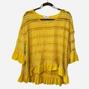 Umgee COPY -  Boho Ruffled Yellow Lace Crochet Blouse Top Size Medium Photo 1