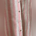 C&C California  100% Linen Striped Button Down Shirt Top Pink White Size M Photo 4