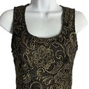 Sans Souci  Lace Overlay Sheath Dress XS Black Gold Metallic Sleeveless Zipper Photo 1