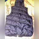 American Eagle Y2K  Puffer Fur Hooded Best Coat Jacket Womens M Navy Blue Photo 3