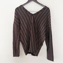 Chaser  Metallic Striped Formal V-neck Blouse Long Sleeves Black/Brown Size Large Photo 7