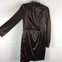 Black Halo  Briar Green Animal Print Crushed Velvet Long Sleeve Mini Dress Size 6 Photo 3