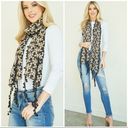 Ryu NEW  Black Floral Scarf with Pom Pom Lace Detail Fringe Accents Photo 1