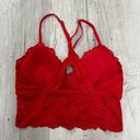 Aerie  Red Floral Lace Racerback Peep Hole Lined Bralette XS Photo 2