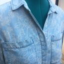 Velvet Heart Chambray Floral Print Button Down Tie Front Shirt Photo 8