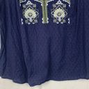 Solitaire  womens large eyelet blue embroidered long sleeve shirt johnny floral Photo 4