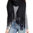 BP  Speckled Fringe Trim Muffler Black White Chunky Oversized Scarf Photo 15