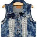 Amethyst Jeans Womens  Cowboy Coture Stonewash Western Chic Denim Jean Vest  Sz L Photo 2