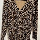 Lane Bryant  Women’s Size 14/16 Brown Leopard Tunic Sweater Ruched Sides Vneck Photo 0