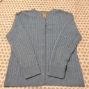 L.L.Bean  Lambs Wool Blend Button Down Cable Knit Cardigan Sweater Size XL Blue Photo 7