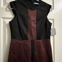 Andrew Marc  NWT Black & Maroon Wine Color Block Sheath Dress Size 8 Photo 1