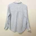 Rails  Bonnie Linen Blend Button-Up Shirt in Olympic Stripe White and Blue Photo 2