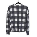 BKE Gray & White Buffalo Plaid Print Sherpa Pullover Sweater Photo 4