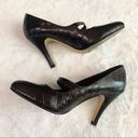 Isaac Mizrahi  Brown Faux Croc Leather Mary Jane Heels Size 5.5 Photo 7