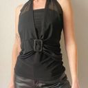 Vintage Y2K Black Belted Chiffon Halter Tank Top Size M Photo 2