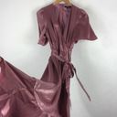 Lulus  Wrapped Up In Love Mauve Satin Faux-Wrap Midi Dress XS Cocktail Ruffle Photo 10