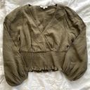 Madewell  Lightspun Julianne Smocked Waist Top in Olive Green size Small Photo 2