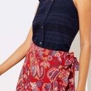 Loft  Red Floral Paisley Ruffle Wrap Skirt Size 12 Photo 0