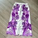 Farm Rio NWOT  Linen Womens Maxi Purple Floral Skirt Size XS Pocket Side Zipper Photo 10