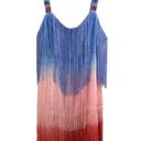 Boston Proper  FRINGE OMBRE PINK BLUE EMBELLISHED TANK LINED COTTON DRESS M Photo 4