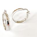 Edge Silver Hoop Crystal  Earrings Photo 1