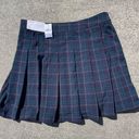 American Eagle  NWT Highest Rise Pleated Plaid Mini Skirt Blue Green Tartan 10 Photo 3