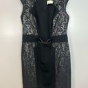 Cache NWT  Black/Silver Lace Cap Sleeve Sheath Cocktail Dress Size 10 Photo 0