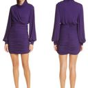 Harper Ronny Kobo  Ruched Mini Dress with Balloon Sleeves Purple Eggplant S NWT Photo 1