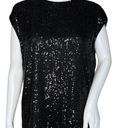 Calvin Klein  Shirt Women Large Black Allover Sequin Party Cocktail Holiday Party Photo 0