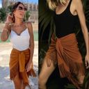 ZARA Rare  clay/ rust/ burnt orange wrap skirt with cascading fringe tassels Photo 6