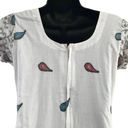 None Embroidered Peacock Feather Dress, Paisley Print White Casual Summer Dress Small Photo 4