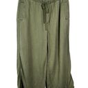 The Loft  Women’s Green Lyocell Lightweight Wide Leg Cropped Paper Bag Pants Medium M Photo 0