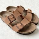 Birkenstock  Arizona Vegan Birkibuc Pecan Two Strap Medium/Narrow Size 38/7-7.5 Photo 0