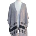 Cupcakes and Cashmere  Striped Poncho Gray Size L Bohemian Minimalist Coastal Photo 1